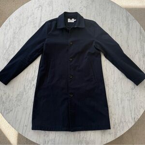 Topman Men’s Navy Blue Button Front Overcoat Jacket – Size Medium